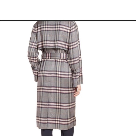 LEWIT BOLD Multi-Plaid Belted Lightweight Trench-Coat Long Duster NavyNight SzL - Picture 7 of 11